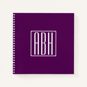 Initials Monogram White On Deep Purple Notebook