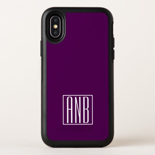 Initials Monogram  White On Deep Purple OtterBox Symmetry iPhone X Case