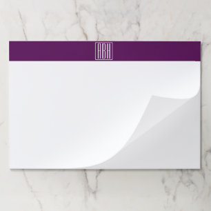 Initials Monogram   White On Deep Purple Paper Pad