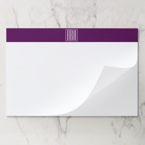 Initials Monogram  White On Deep Purple Paper Pad