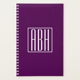 Initials Monogram | White On Deep Purple Planner