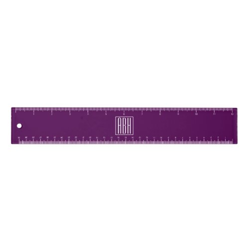 Initials Monogram  White On Deep Purple Ruler