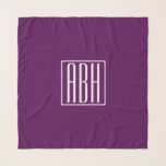Initials Monogram | White On Deep Purple Scarf<br><div class="desc">Upbeat & modern.</div>