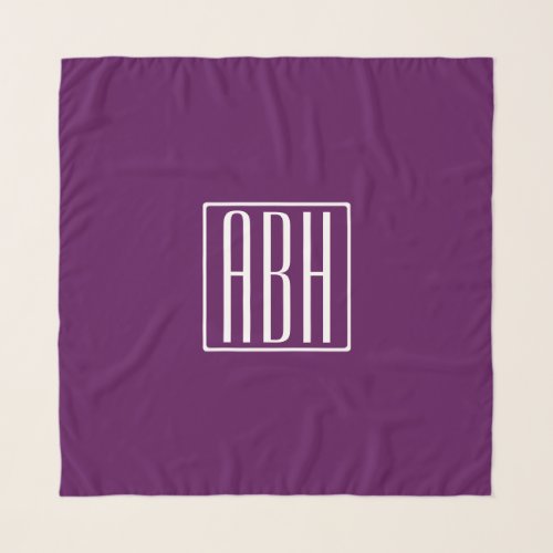 Initials Monogram  White On Deep Purple Scarf