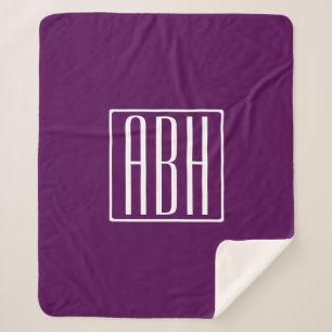 Initials Monogram White On Deep Purple Sherpa Blanket