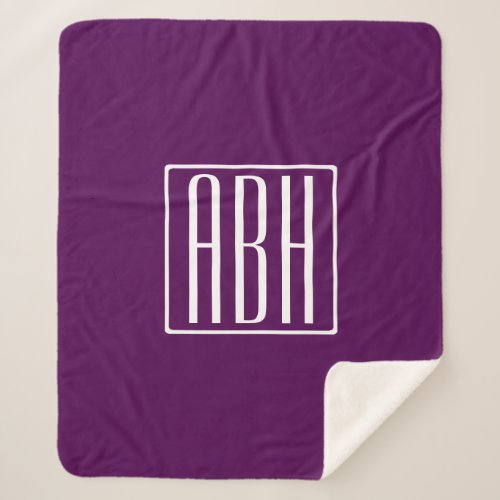 Initials Monogram  White On Deep Purple Sherpa Blanket