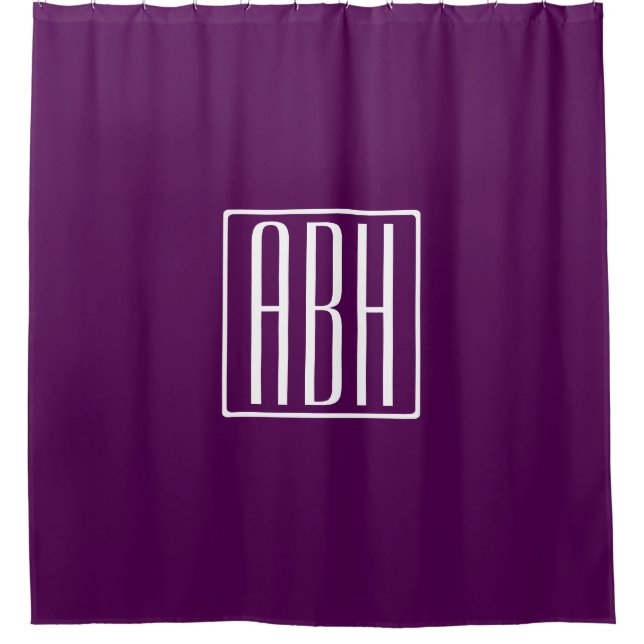 Initials Monogram | White On Deep Purple Shower Curtain (Front)