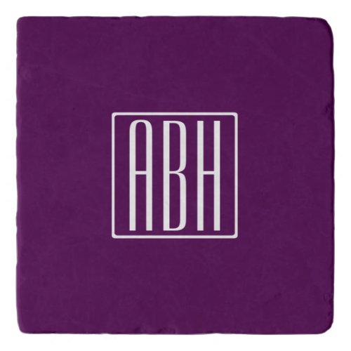 Initials Monogram  White On Deep Purple Trivet