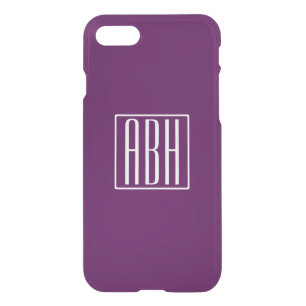 Initials Monogram   White On Deep Purple iPhone SE/8/7 Case