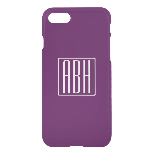 Initials Monogram | White On Deep Purple Uncommon iPhone Case (Back)