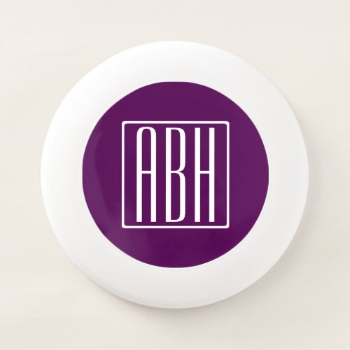 Initials Monogram  White On Deep Purple Wham_O Frisbee