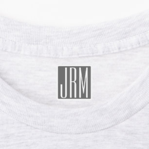 Initials Monogram White On Grey Labels
