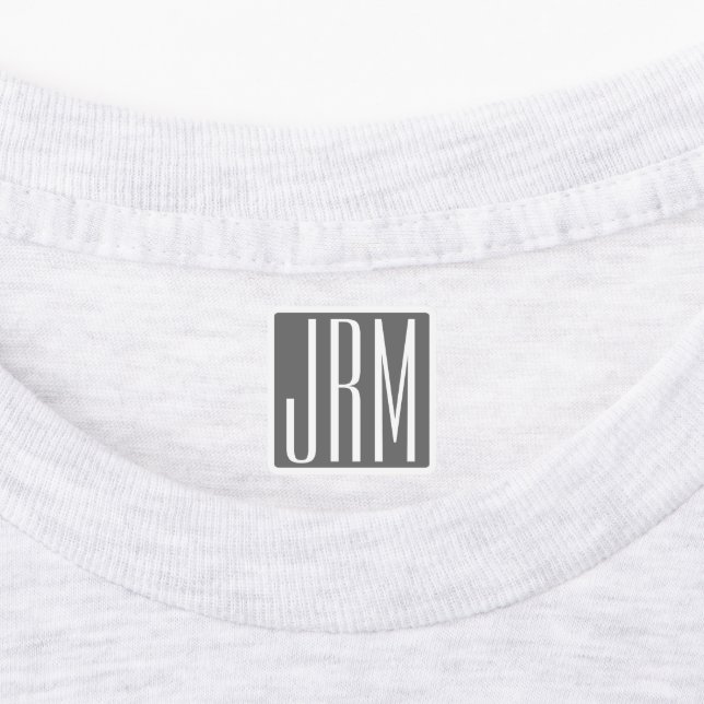 Initials Monogram | White On Grey Labels (Affixed)