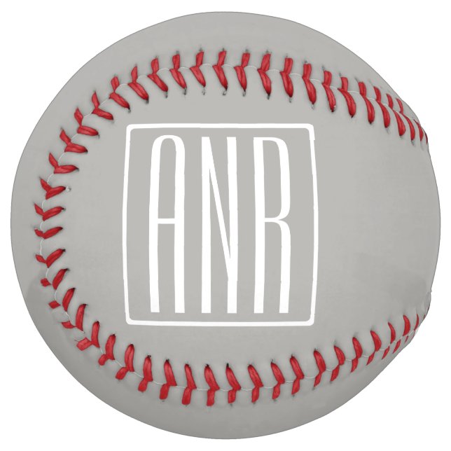 Initials Monogram | White On Light Gray Softball (Front Left)