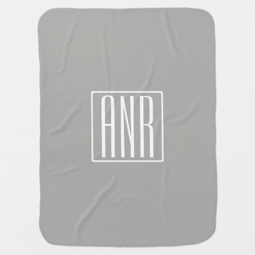 Initials Monogram  White On Light Grey Baby Blanket