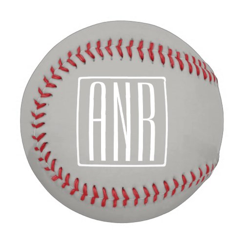 Initials Monogram  White On Light Grey Baseball