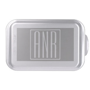 Initials Monogram White On Light Grey Cake Pan