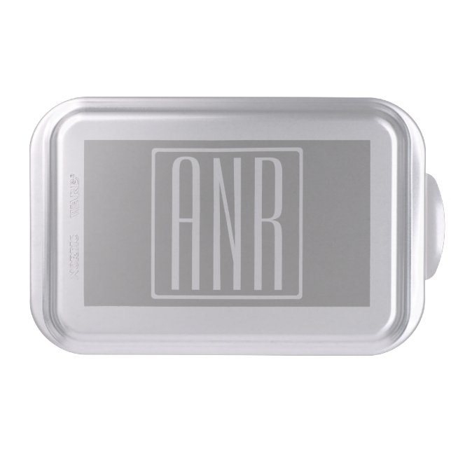 Initials Monogram | White On Light Grey Cake Pan (Front)