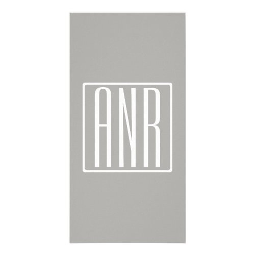 Initials Monogram  White On Light Grey Card