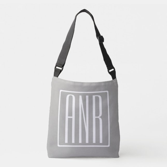 Initials Monogram | White On Light Grey Crossbody Bag (Front)