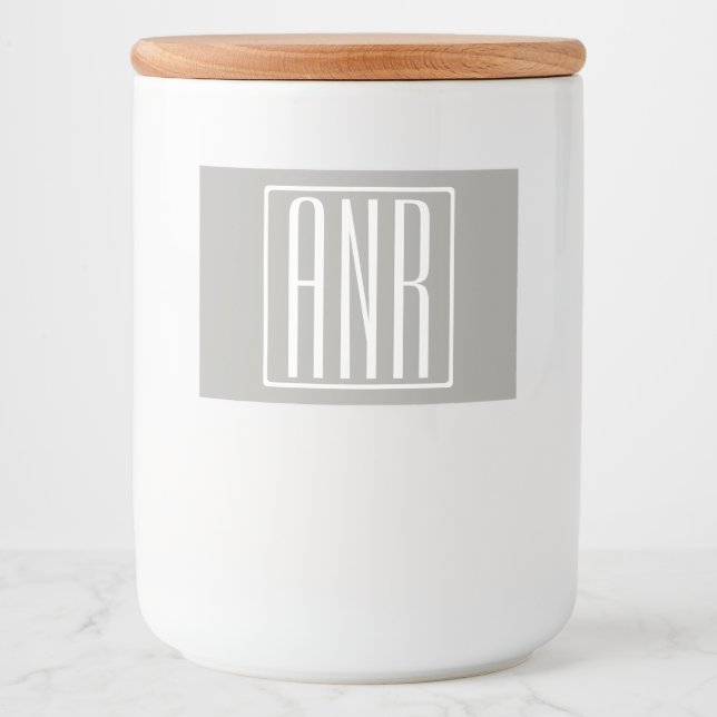 Initials Monogram | White On Light Grey Food Label (Front)