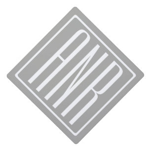 Initials Monogram White On Light Grey Graduation Cap Topper