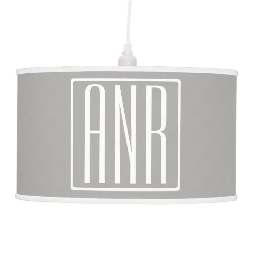 Initials Monogram  White On Light Grey Hanging Lamp