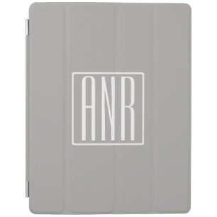 Initials Monogram White On Light Grey iPad Smart Cover