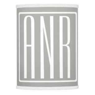 Initials Monogram White On Light Grey Lamp Shade
