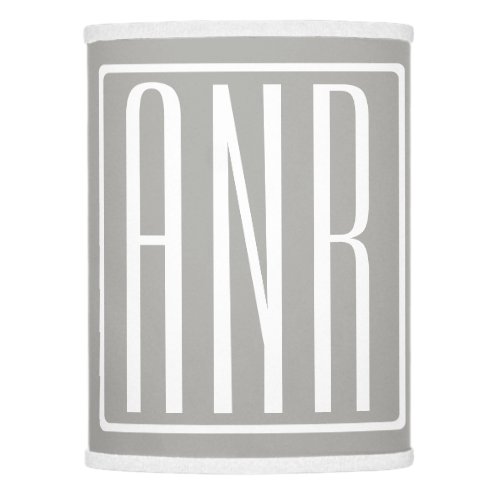 Initials Monogram  White On Light Grey Lamp Shade