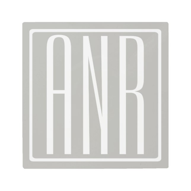 Initials Monogram | White On Light Grey Metal Print (Front)