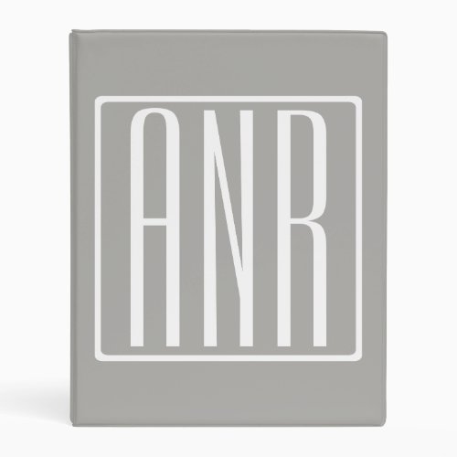 Initials Monogram  White On Light Grey Mini Binder