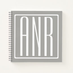 Initials Monogram | White On Light Grey Notebook