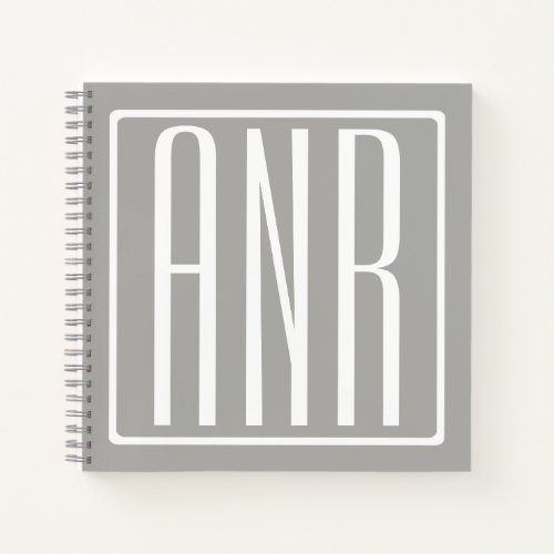 Initials Monogram  White On Light Grey Notebook