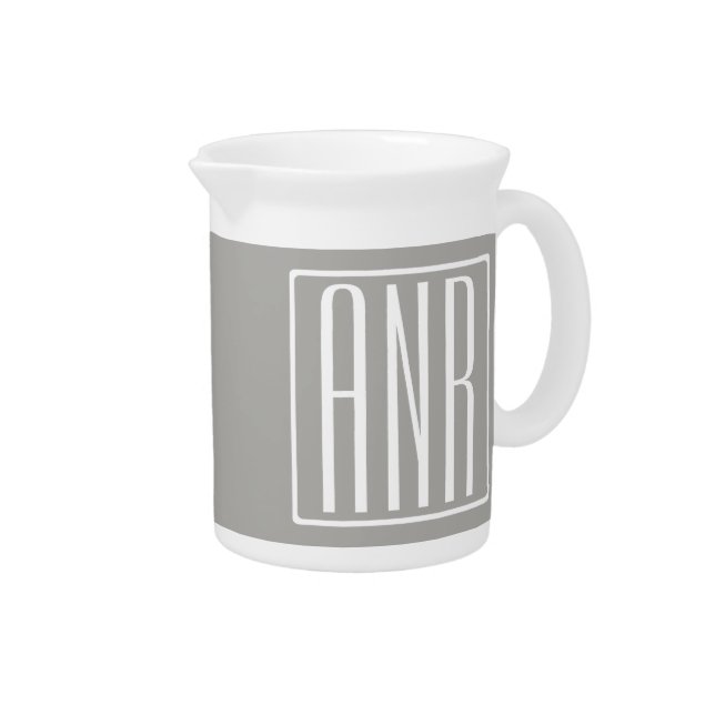 Initials Monogram | White On Light Grey Pitcher (Right)
