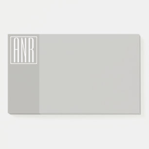 Initials Monogram White On Light Grey Post-it Notes