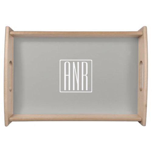 Initials Monogram  White On Light Grey Serving Tray