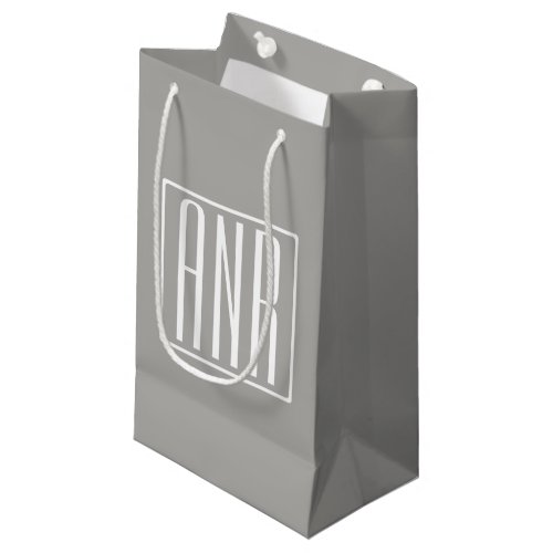 Initials Monogram  White On Light Grey Small Gift Bag