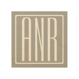 Initials Monogram White On Light Grey Wood Wall Art