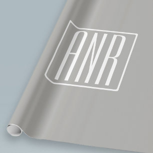 Initials Monogram   White On Light Grey Wrapping Paper