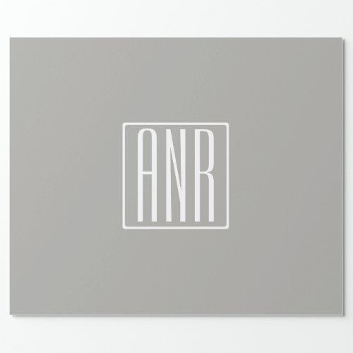 Initials Monogram  White On Light Grey Wrapping Paper