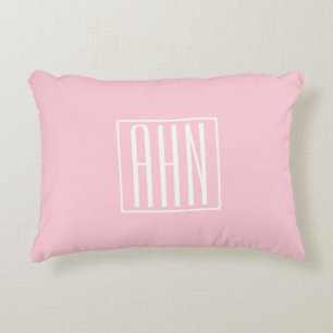 Initials Monogram White On Light Pink Accent Pillow