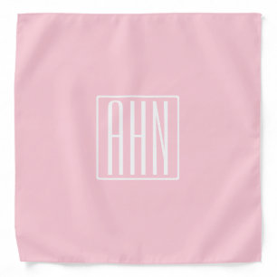 Initials Monogram White On Light Pink Bandana