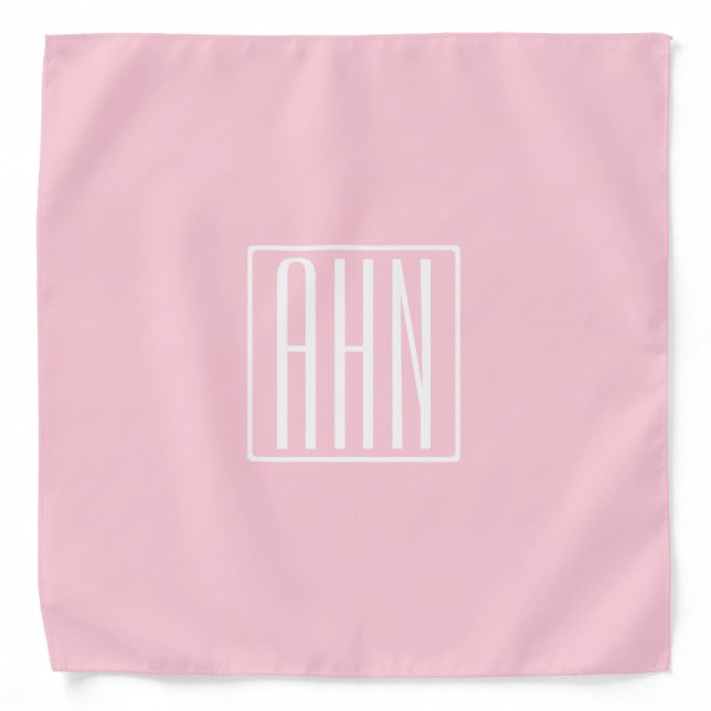 Initials Monogram | White On Light Pink Bandana (Front)