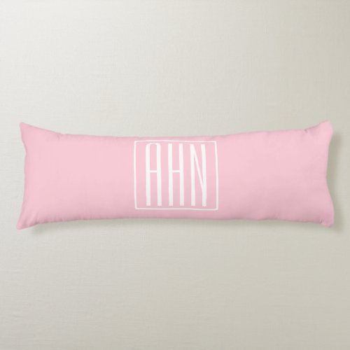 Initials Monogram  White On Light Pink Body Pillow