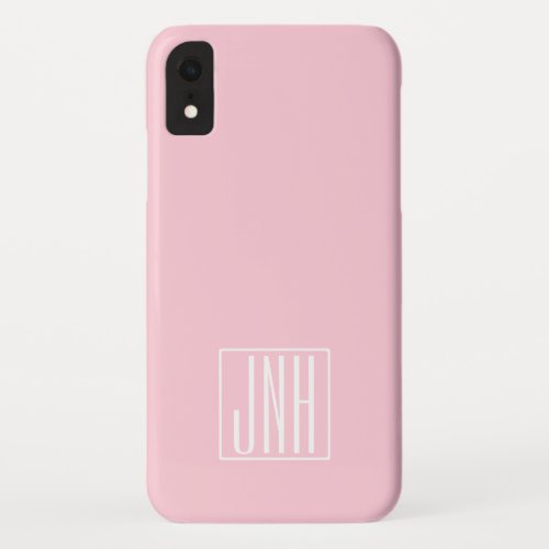Initials Monogram  White On Light Pink iPhone XR Case