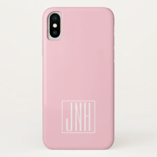 Initials Monogram   White On Light Pink iPhone X Case
