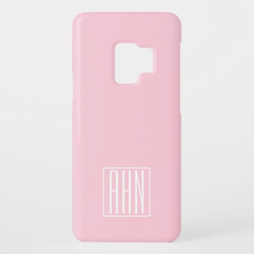Initials Monogram  White On Light Pink Case_Mate Samsung Galaxy S9 Case