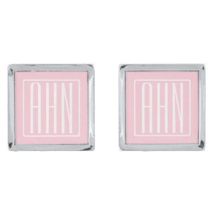 Initials Monogram   White On Light Pink Cufflinks