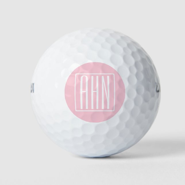 Initials Monogram | White On Light Pink Golf Balls (Front)
